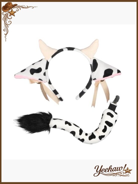 Furry Cow Leg Warmers Ears Headband Horns Halloween Costume Set Adult main image 5